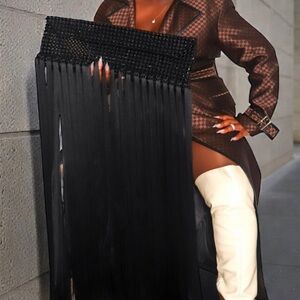 Black Fringe Clutch Bag